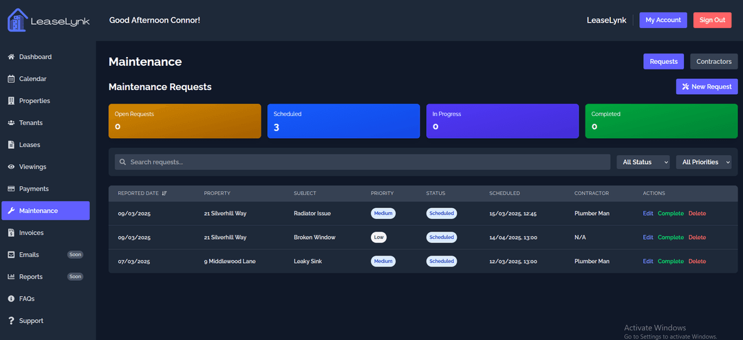 Tenant Management Portal
